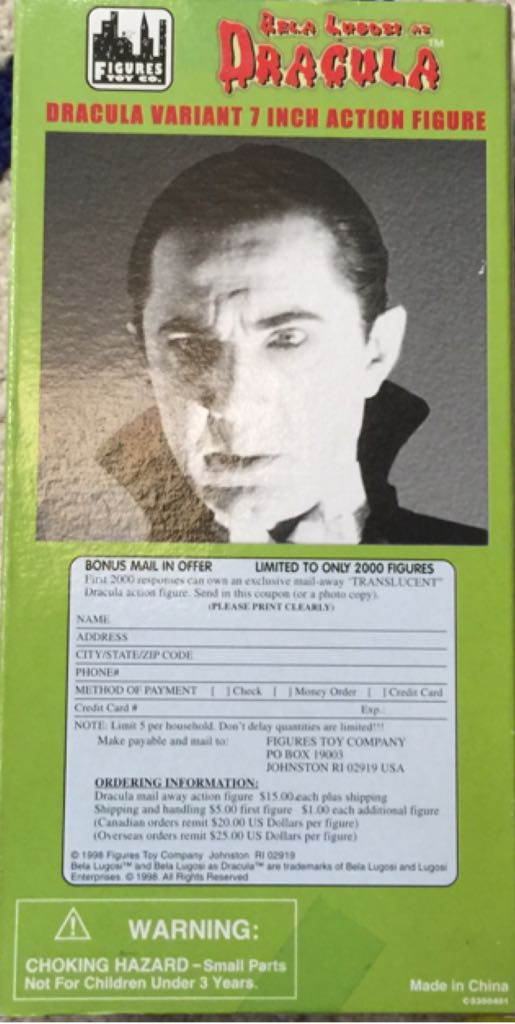 Dracula - Bella Lugosi - Figures Toy Company (Universal Monsters) action figure collectible [Barcode 031998000130] - Main Image 2