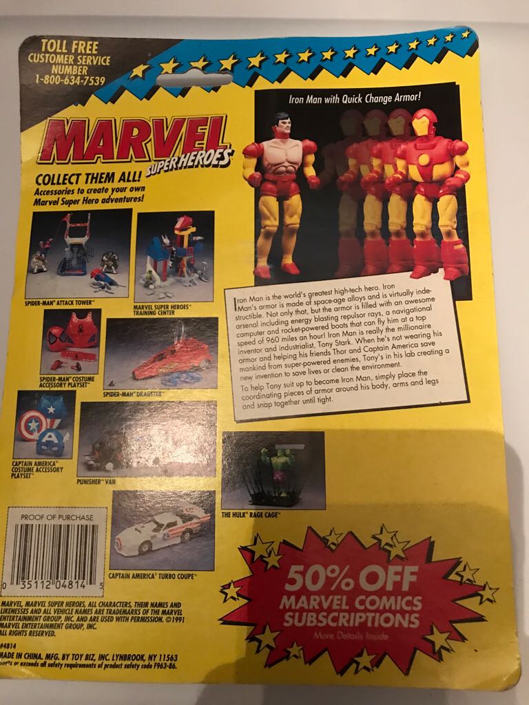 Toybiz Marvel Superheroes Iron Man Quick Change Armor  - Toy Biz (Marvel Super Heroes 1991) action figure collectible [Barcode 035112048145] - Main Image 2
