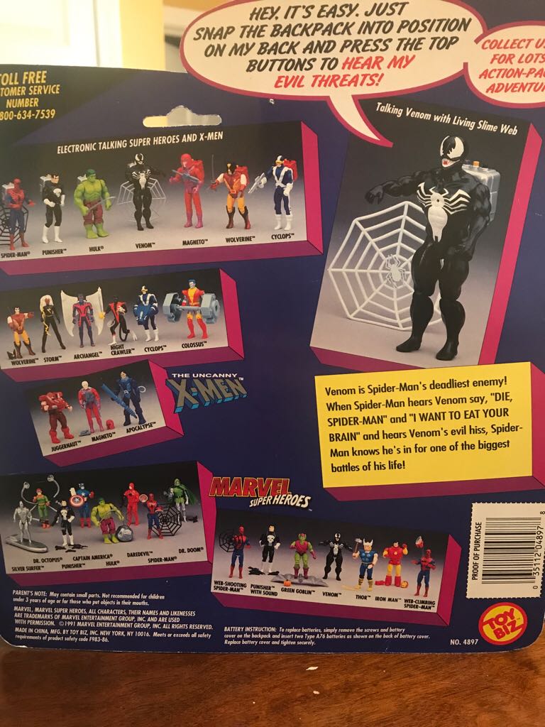 Venom - Toy Biz (Marvel Super Heroes 1991) action figure collectible [Barcode 035112048978] - Main Image 2