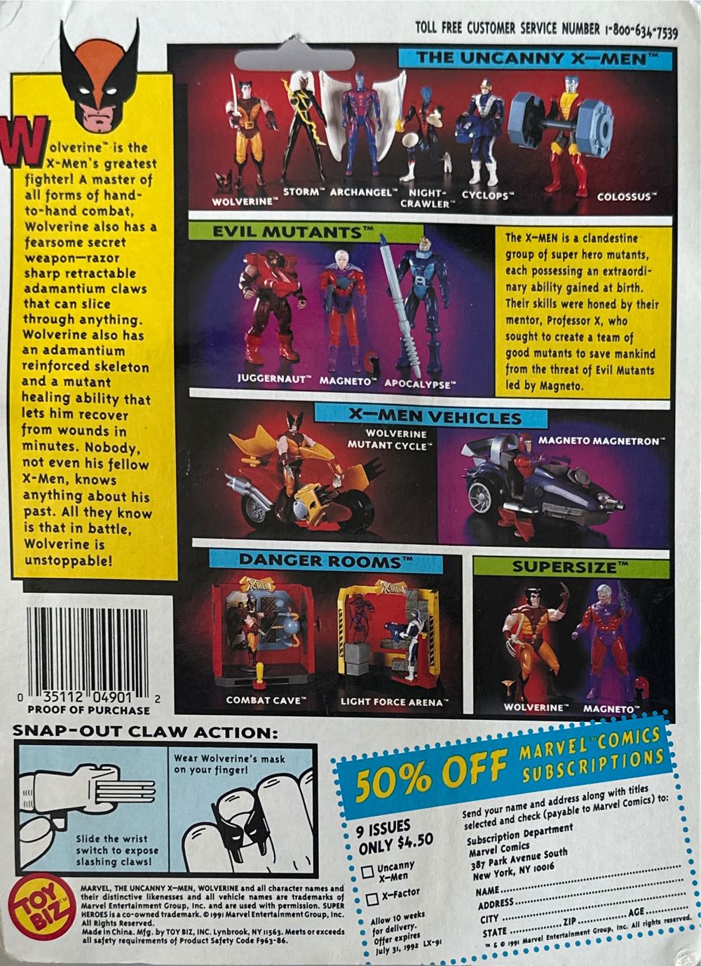 Marvel Wolverine - Toy Biz (The Uncanny X-Men) action figure collectible [Barcode 035112049012] - Main Image 3