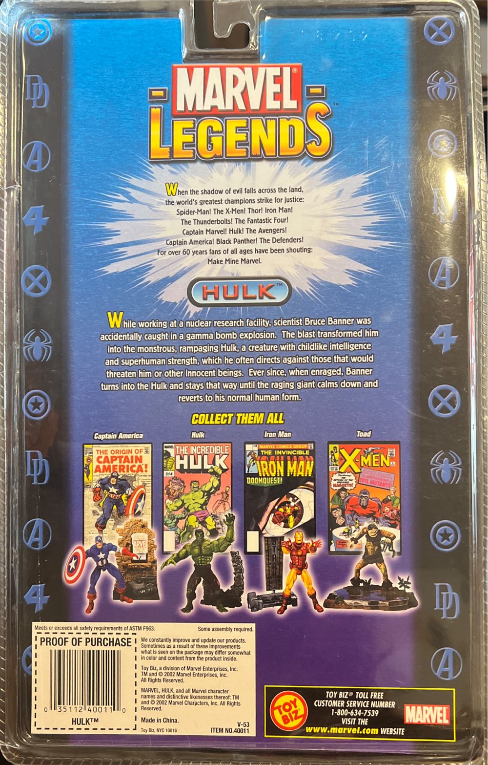 Toybiz Marvel Legends Series I - Hulk Straight Fingers Variant  - Toy Biz (Marvel Legends Series 1) action figure collectible [Barcode 035112400110] - Main Image 4