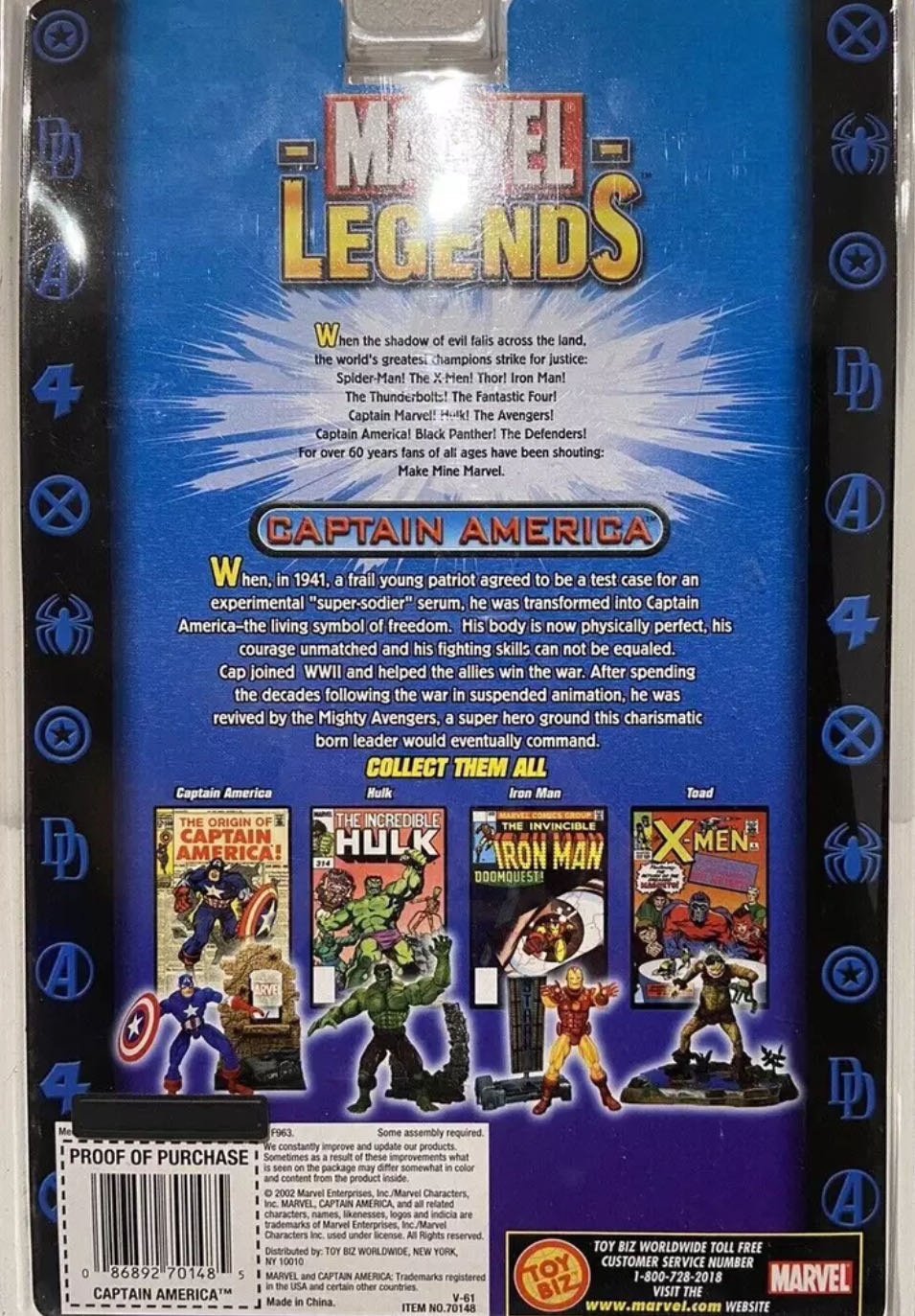 Marvel Legends Captain America (series 1) - Toy Biz (Marvel Legends - Series 01) action figure collectible [Barcode 035112400332] - Main Image 4