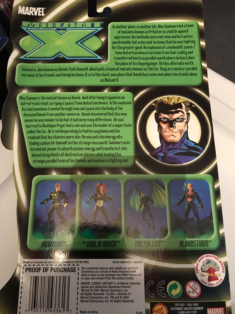 Toybiz: Mutant X Havok  (Marvel: Mutant X: 6”) action figure collectible [Barcode 035112433613] - Main Image 2