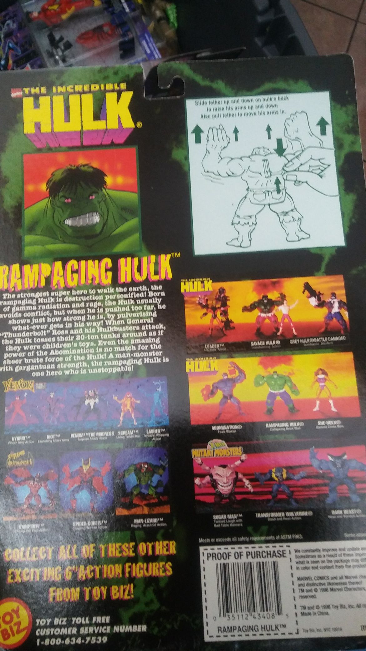 Incredible Hulk: Rampaging Hulk - Toy Biz (Comics & Superheroes) action figure collectible [Barcode 035112434085] - Main Image 2