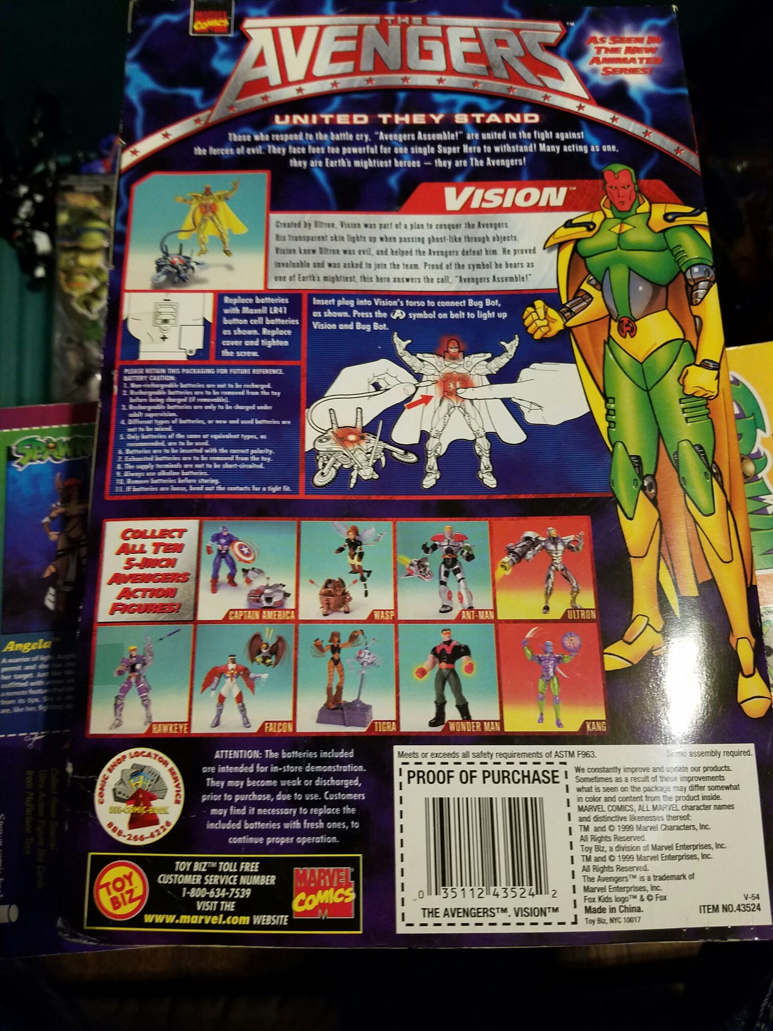 Vision - Toy Biz (Avengers: United They Stand: 6”) action figure collectible [Barcode 035112435242] - Main Image 2