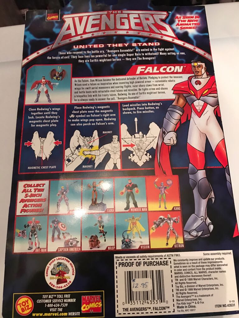 Falcon - Toy Biz (Avengers: United They Stand: 6”) action figure collectible [Barcode 035112435310] - Main Image 2