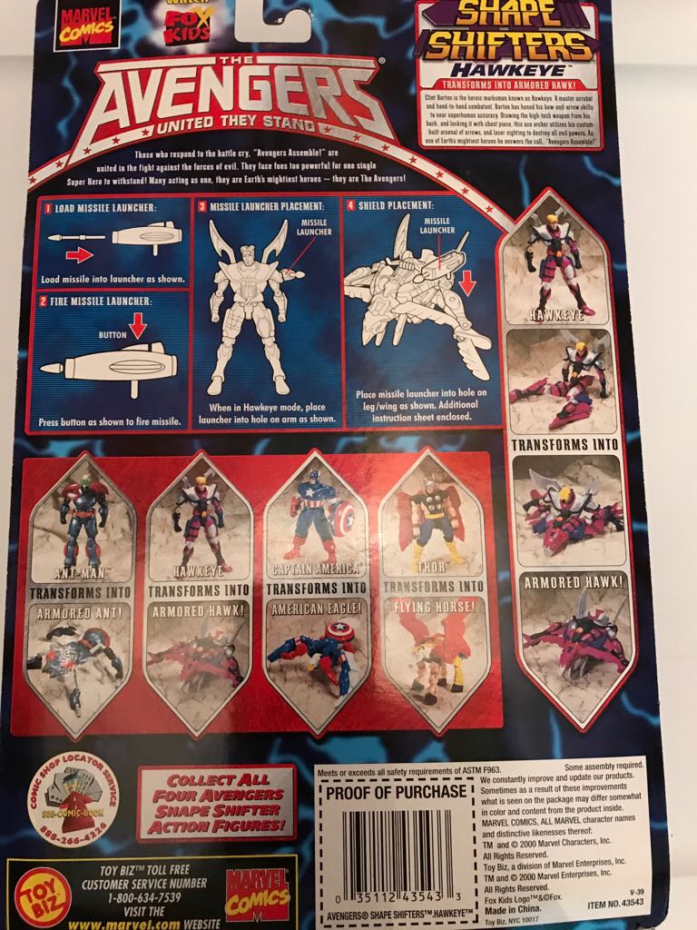 Avengers United They Stand - Shape Shifters Hawkeye  action figure collectible [Barcode 035112435433] - Main Image 2