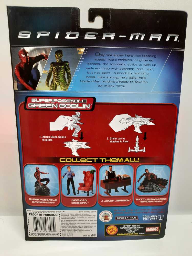 Superposeable Green Goblin (Spider-Man Movie) - Toy Biz (Spider-Man: Movie: 6”) action figure collectible [Barcode 035112437079] - Main Image 2