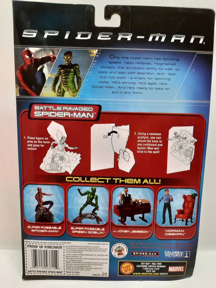Battle Ravaged Spiderman (Spider-Man Movie) - Toy Biz (MARVEL) action figure collectible [Barcode 035112437154] - Main Image 2