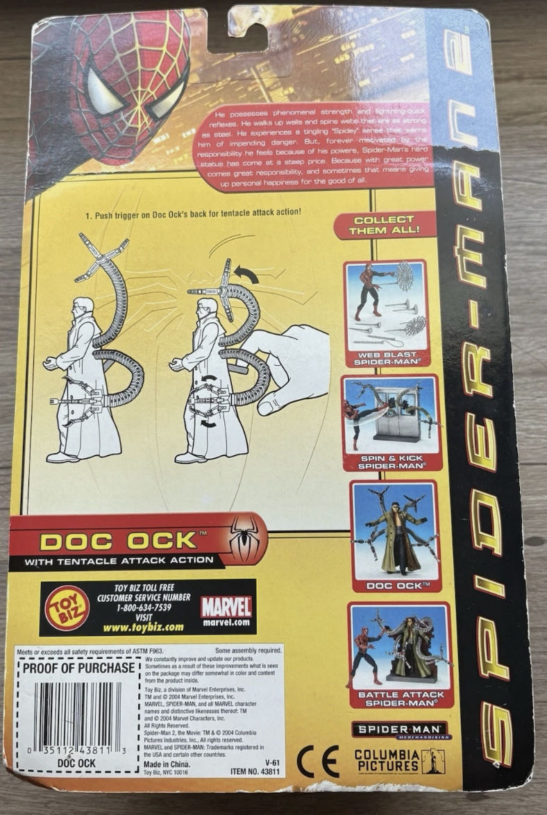 Rare SPIDER-MAN Toy Biz Action Figures of DOC OCK with TENTACLE ATTACK ACTION - Toy Biz (Spider-Man 2 Movie) action figure collectible [Barcode 035112438113] - Main Image 3