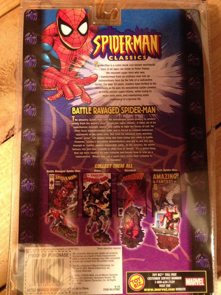 Spider-man(Battle Ravaged) - Toy Biz (Marvel Spider-Man Classics - Series II) action figure collectible [Barcode 035112470823] - Main Image 2