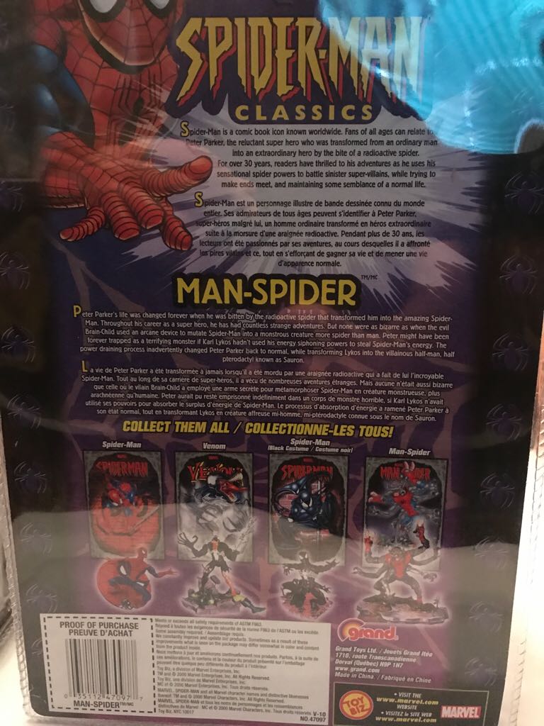 Spiderman Classics - Man Spider - Toybiz (Spider-Man Classics) action figure collectible [Barcode 035112470977] - Main Image 2