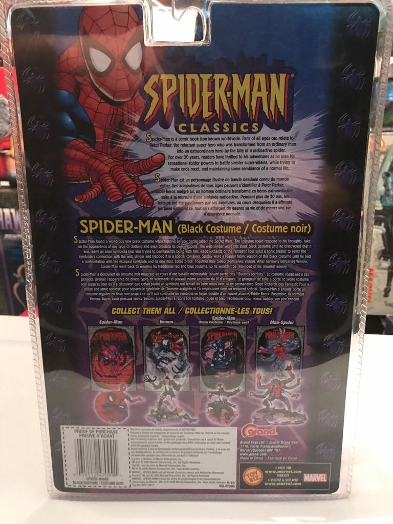 Spiderman Classics - Black Costume Spiderman  action figure collectible [Barcode 035112470991] - Main Image 2