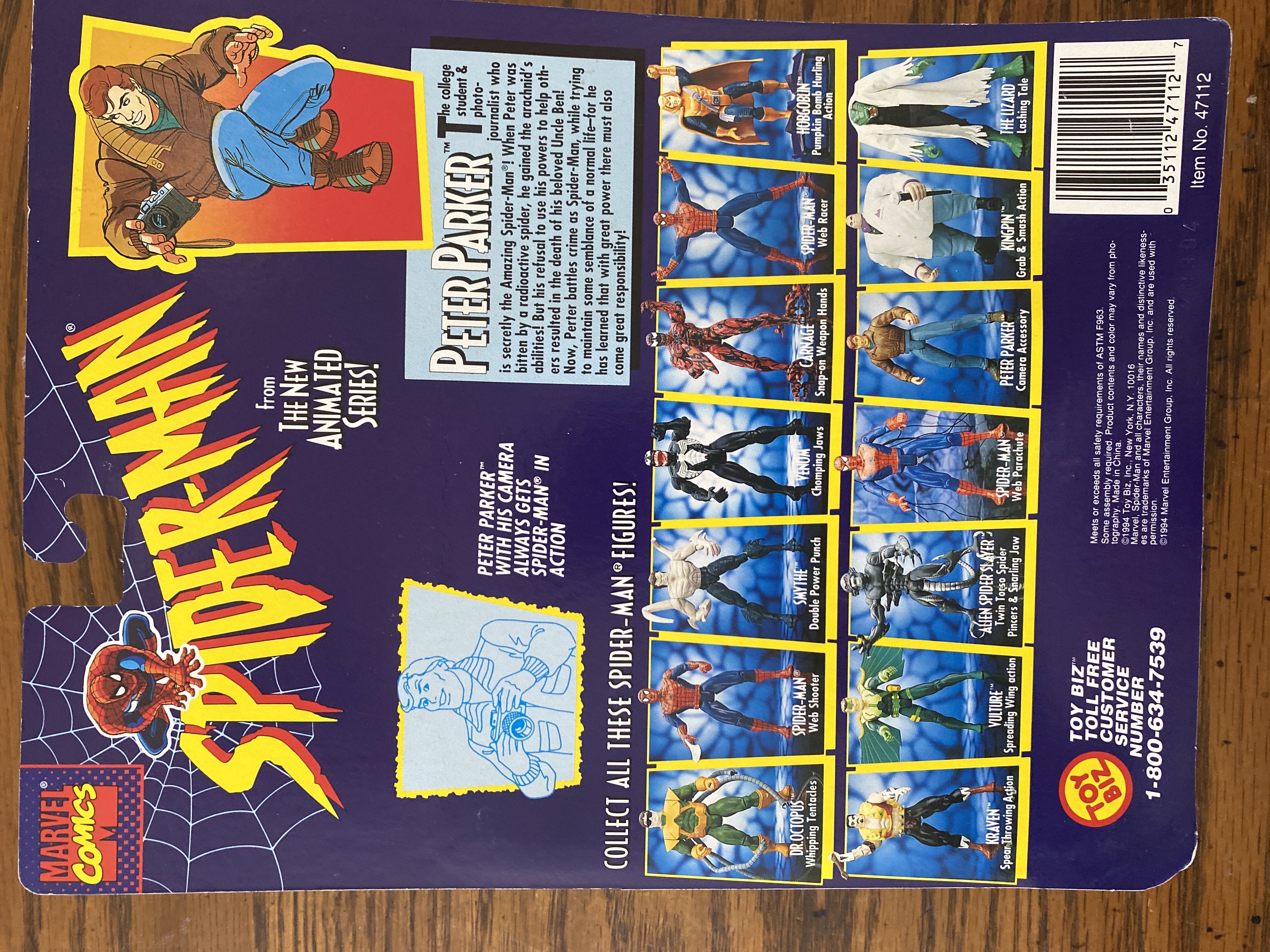 Spiderman: Peter Parker - Toy Biz (Spider-Man The New Animated Series) action figure collectible [Barcode 035112471127] - Main Image 2