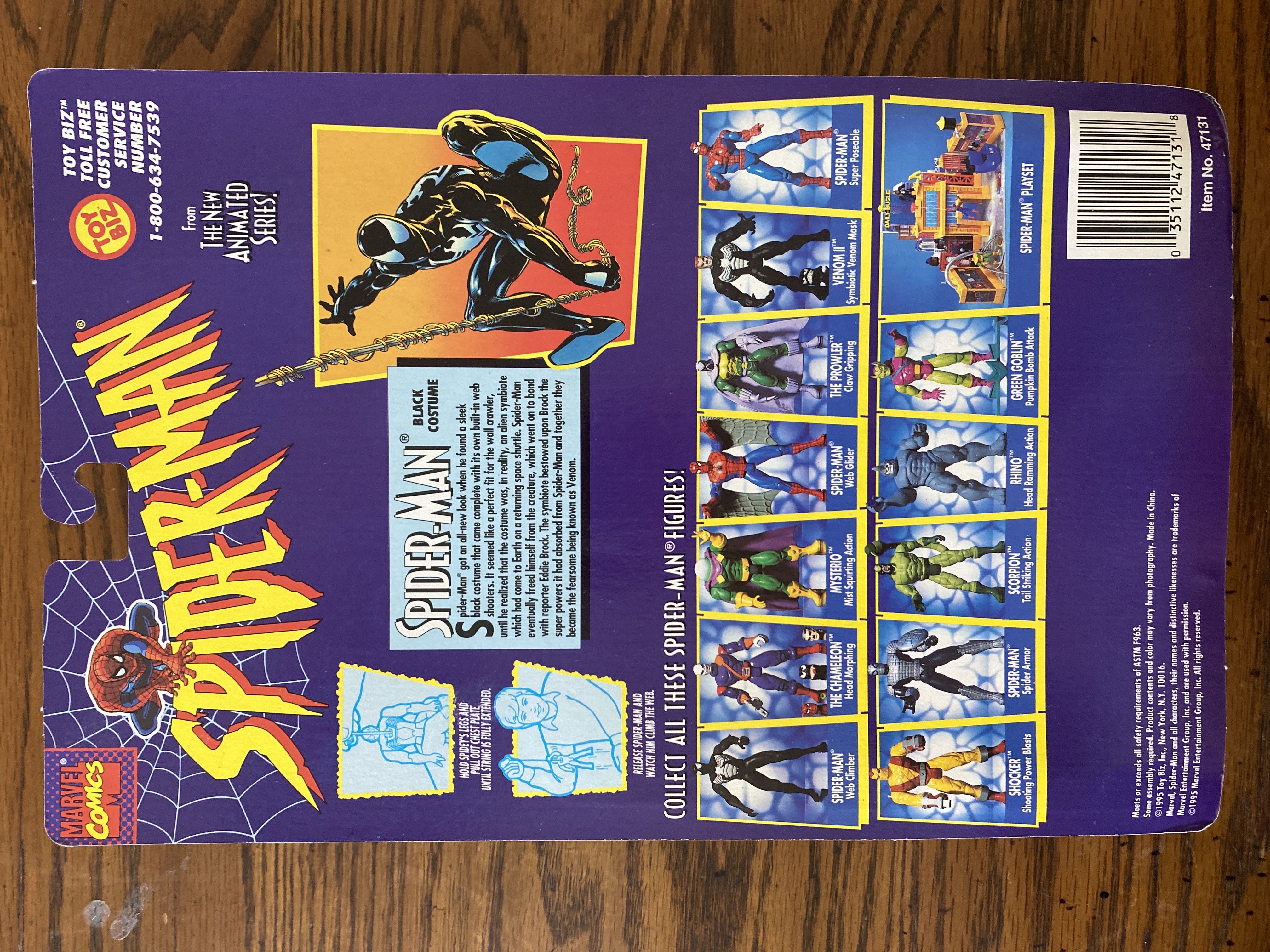 Spider Man (Black Costume) - Toy Biz (Spider-Man The New Animated Series) action figure collectible [Barcode 035112471318] - Main Image 2