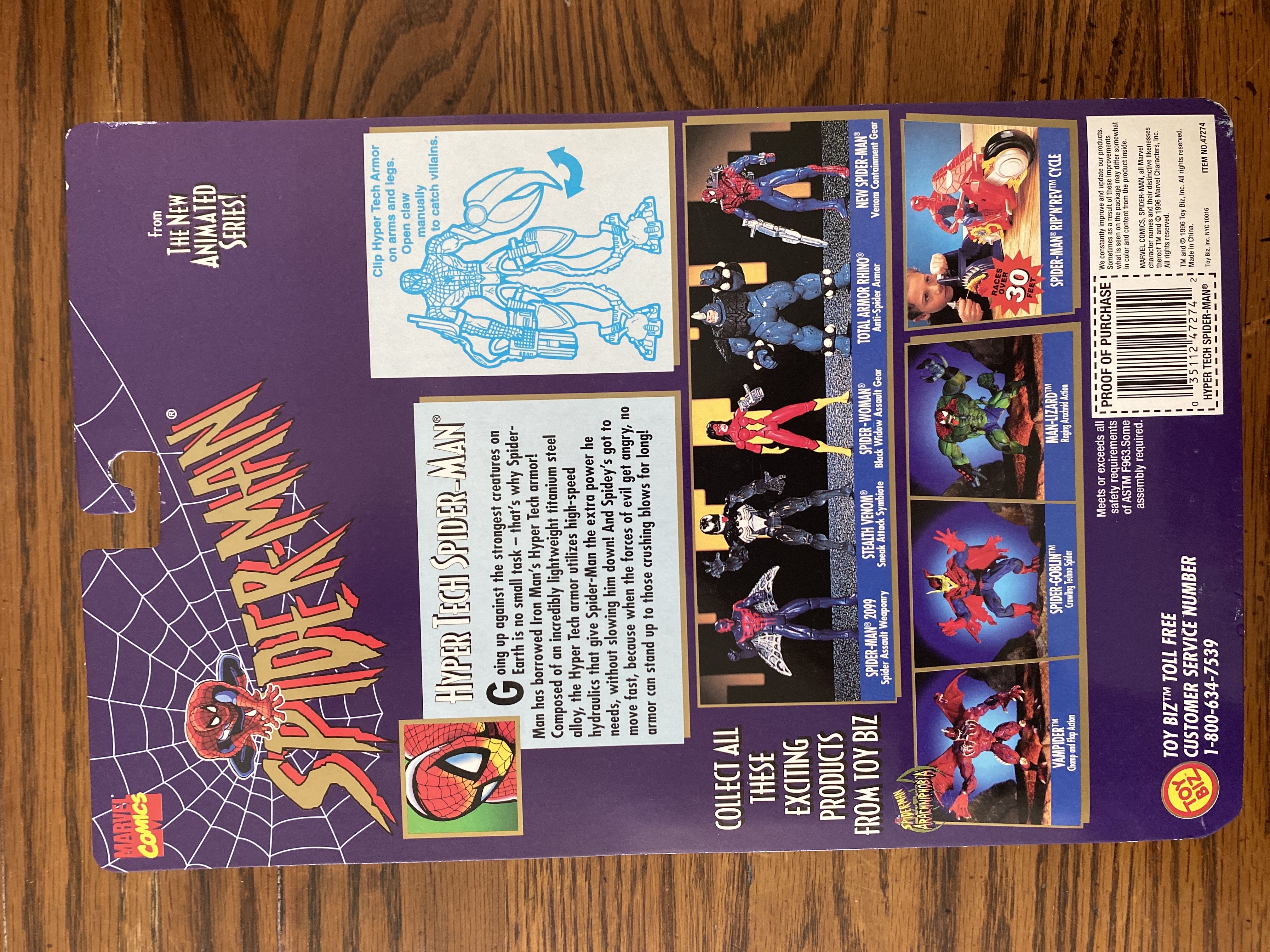 Hyper Tech Spider-Man  - Toy Biz (Toy Biz Spider-Man) action figure collectible [Barcode 035112472742] - Main Image 2