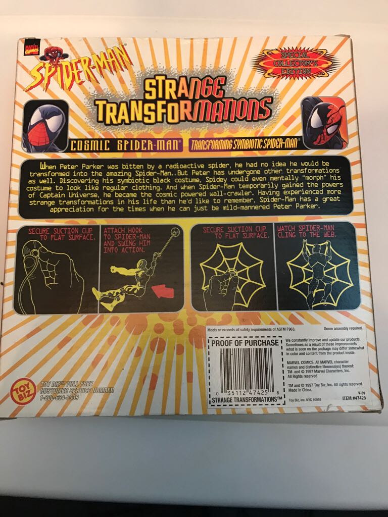 Spiderman Strange Transformations Cosmic Spiderman And Symbiote Spiderman 2 Pack - Toy Biz action figure collectible [Barcode 035112474258] - Main Image 2
