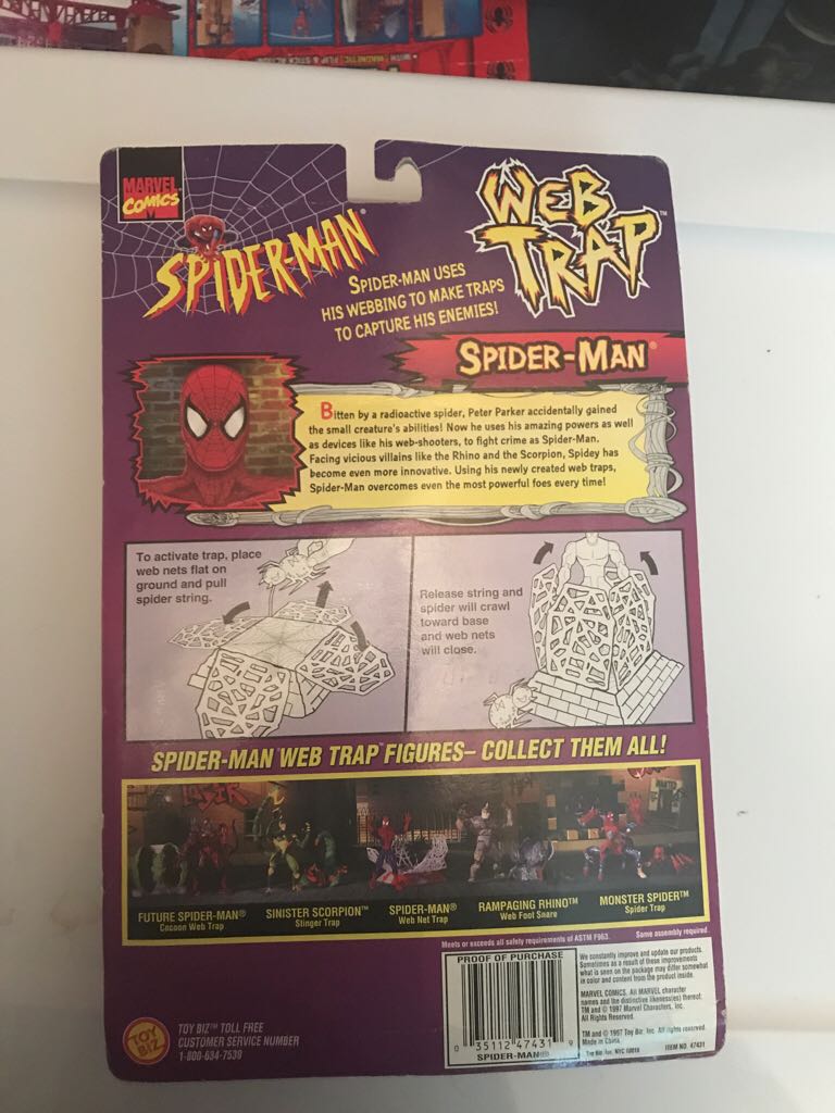 Spiderman Web Trap: Spiderman - Toy Biz (Spider-Man: Web Trap) action figure collectible [Barcode 035112474319] - Main Image 2