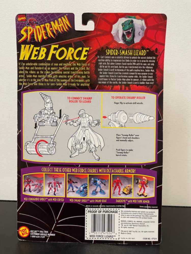 Toybiz Spider-Man The Animated Series Web Force Spider-Smash Lizard - Toy Biz (From The Animated Series) action figure collectible [Barcode 035112475248] - Main Image 3