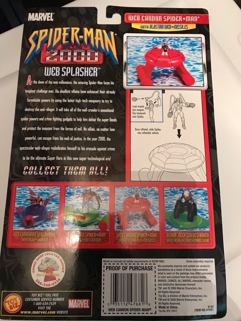 Spiderman 2000 Web Splashers - Web Cannon Spiderman  action figure collectible [Barcode 035112476818] - Main Image 2