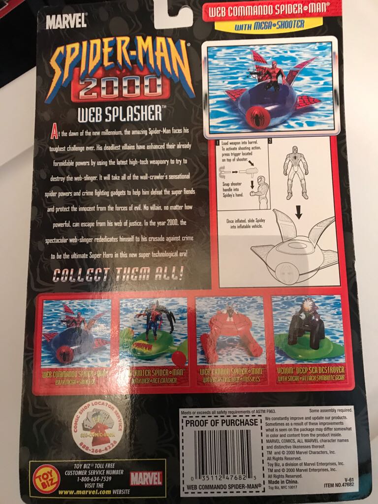 Spiderman 2000 Web Splashers - Web Commando Spiderman  action figure collectible [Barcode 035112476825] - Main Image 2