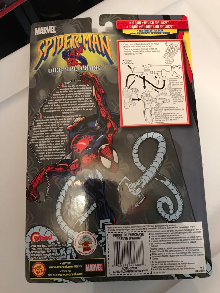 Spiderman 2000 Web Splashers - Aqua Diver Spiderman  action figure collectible [Barcode 035112476887] - Main Image 2