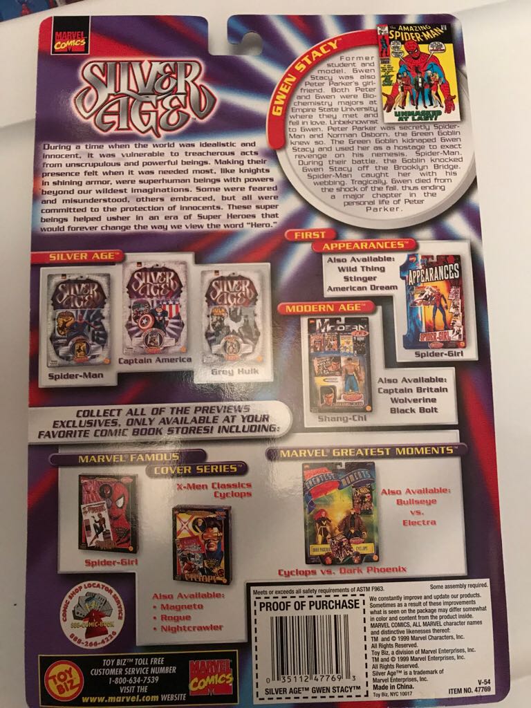 Toybiz Marvel Silver Age Gwen Stacy - Toy Biz (Silver Age) action figure collectible [Barcode 035112477693] - Main Image 2