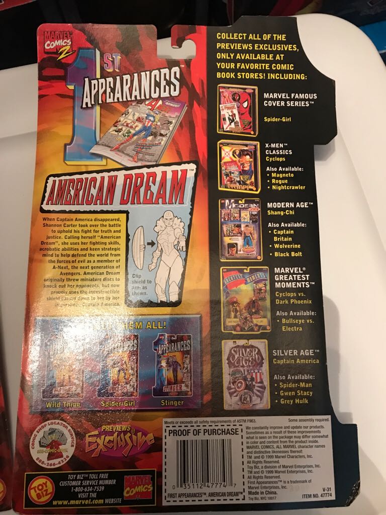 1st Appearances: American Dream - Toy Biz (Previews Exclusive) action figure collectible [Barcode 035112477747] - Main Image 2