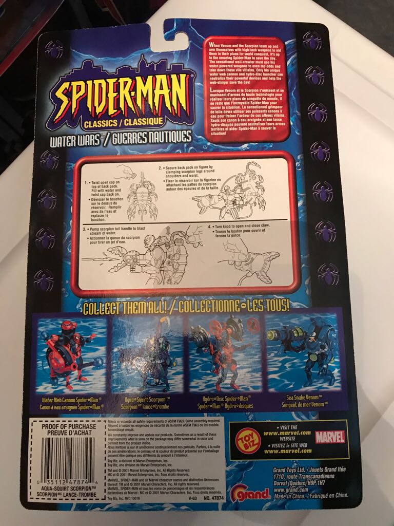 Spiderman 2000 Web Splashers - Aqua Squirt Scorpion  action figure collectible [Barcode 035112478744] - Main Image 2
