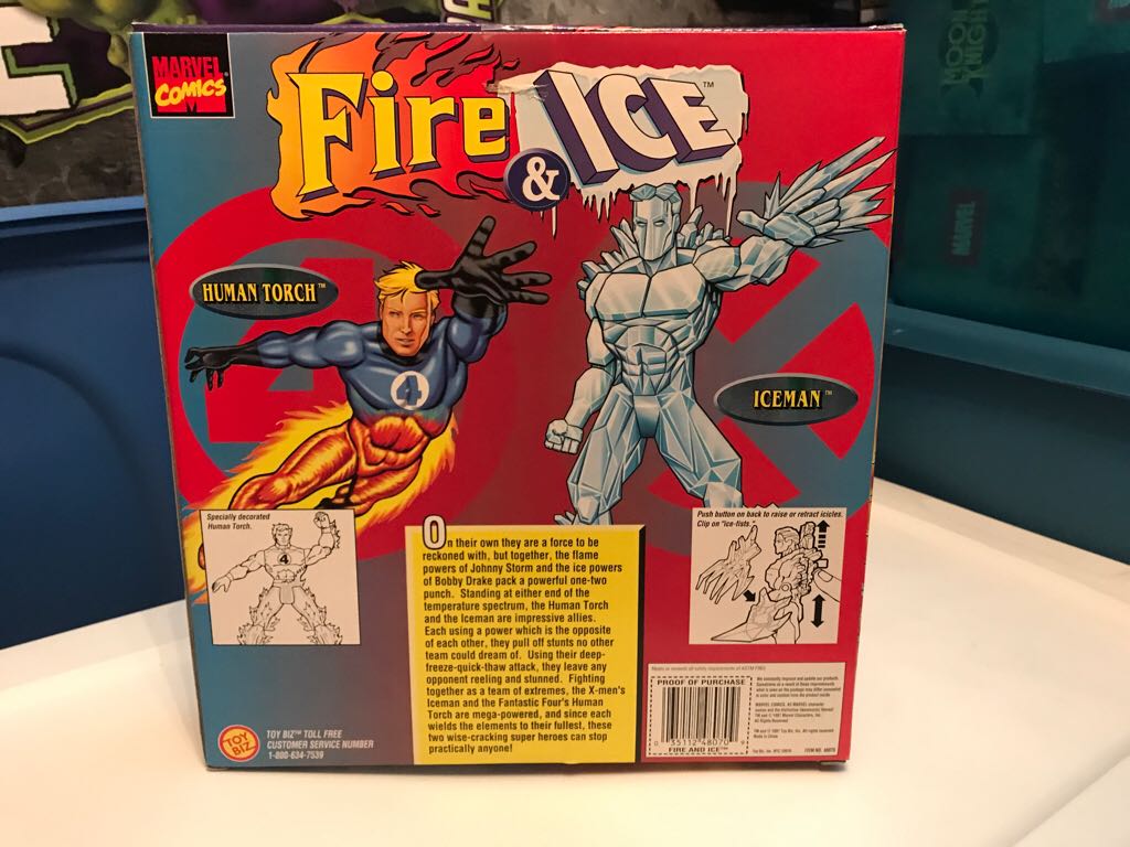 Human Torch & Ice Man - Toy Biz (Marvel Fire & Ice) action figure collectible [Barcode 035112480709] - Main Image 2