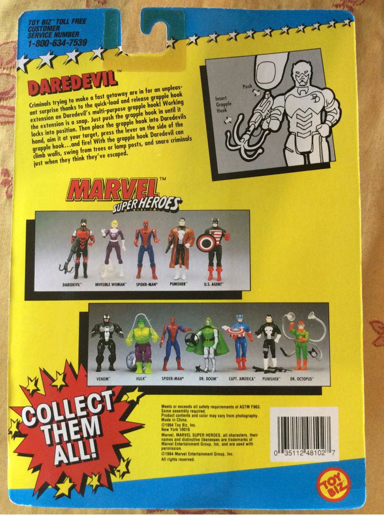 Daredevil - Toy Biz (Marvel Super Heroes 1993) action figure collectible [Barcode 035112481027] - Main Image 2