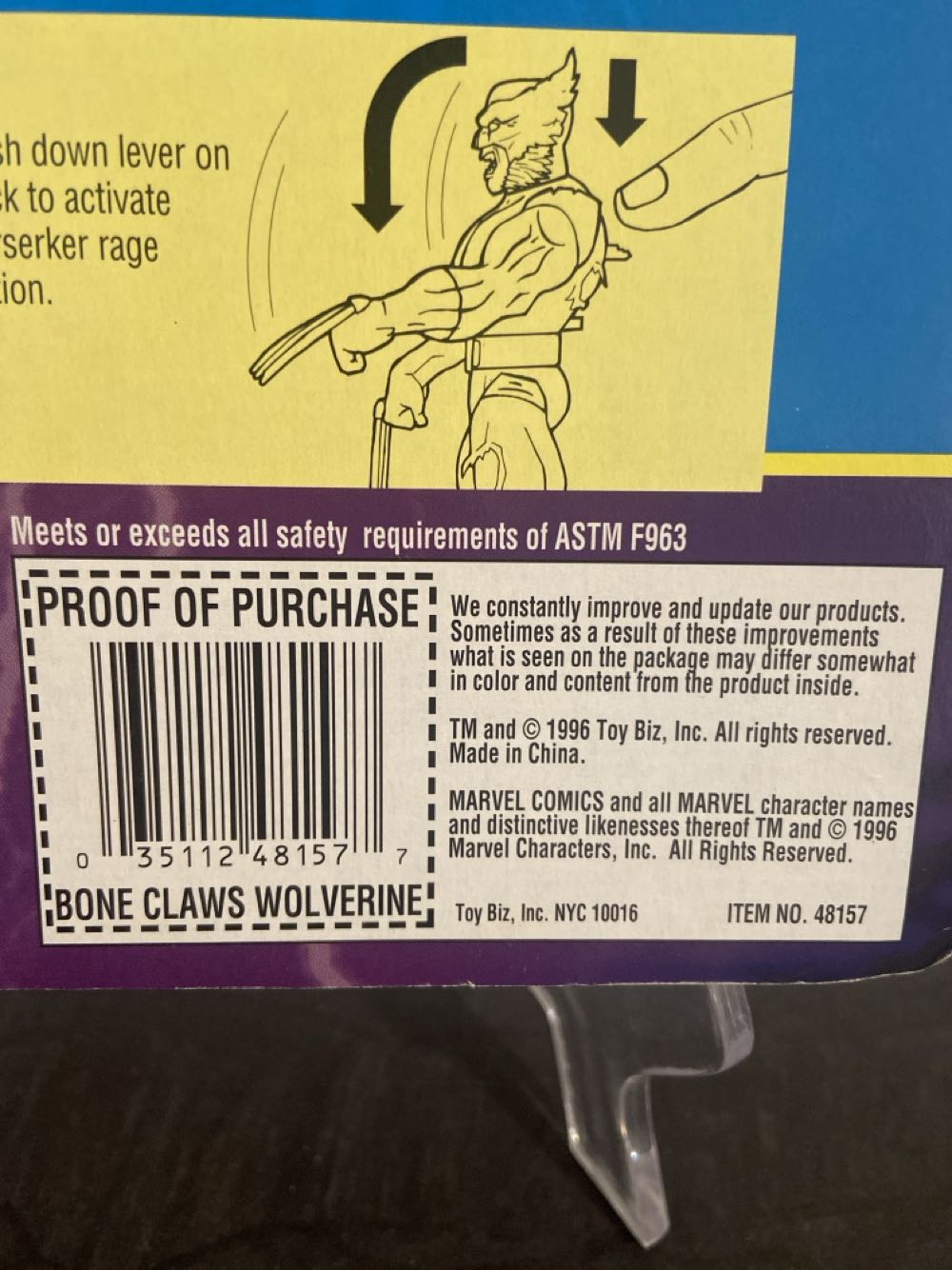 Marvel Powersurge Invincibles - Bone Claws Wolverine - Toybiz (Wolverine w/ Bone Claws) action figure collectible [Barcode 035112481577] - Main Image 3