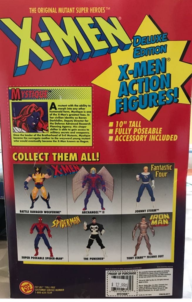 Mystique: 10 Inch Deluxe Edition - Toy Biz (Marvel X-Men 10” Deluxe Edition) action figure collectible [Barcode 035112481713] - Main Image 2