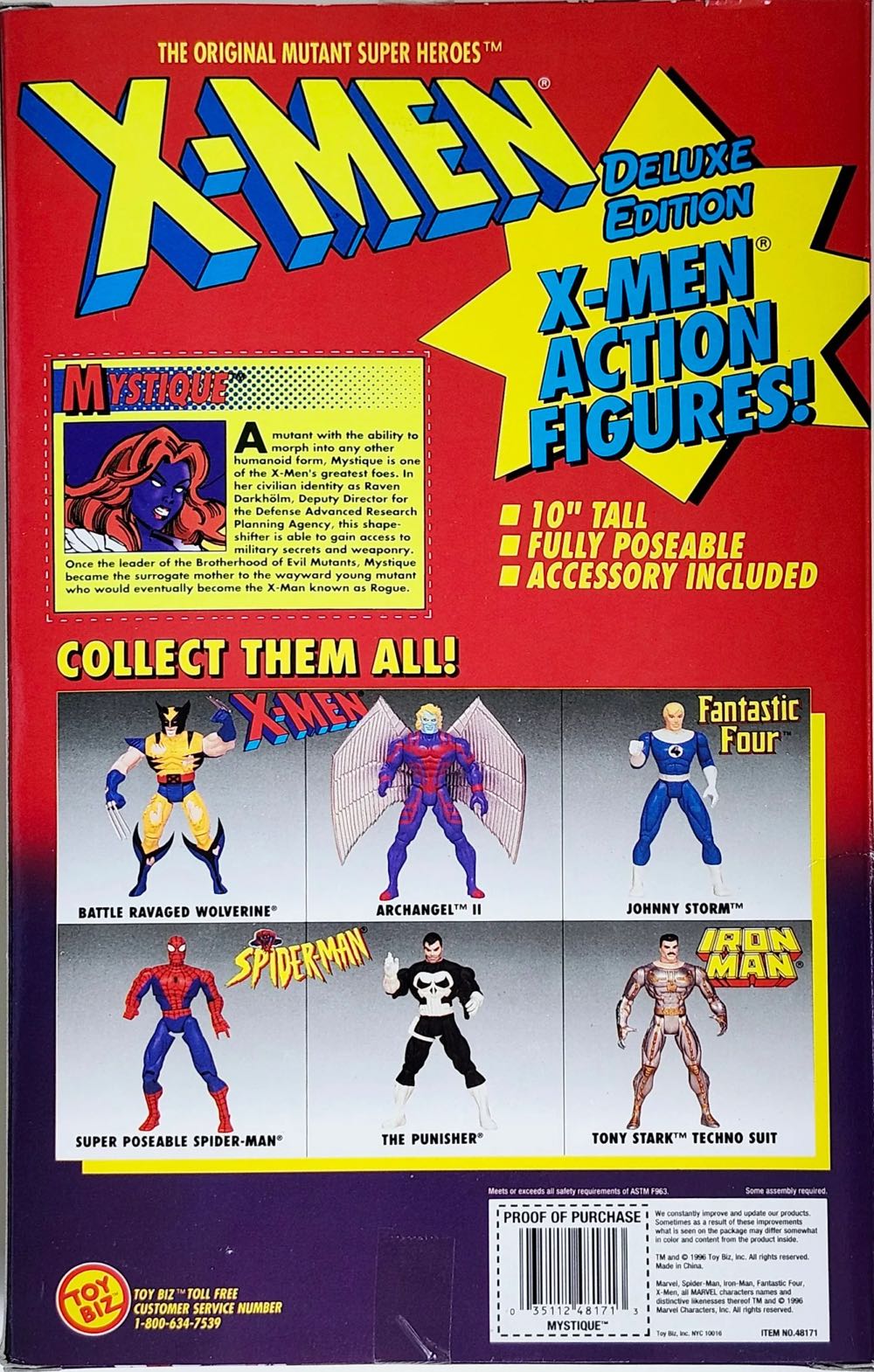Mystique: 10 Inch Deluxe Edition - Toy Biz (Marvel X-Men 10” Deluxe Edition) action figure collectible [Barcode 035112481713] - Main Image 3