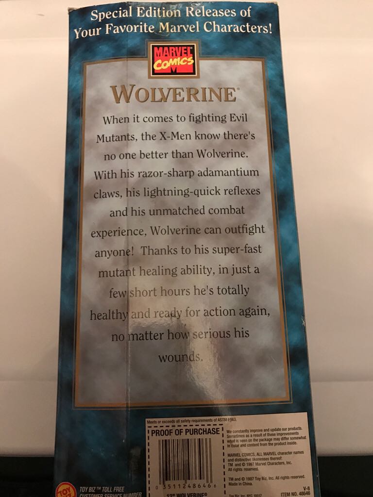 Marvel Special Collector Series 12” Wolverine  action figure collectible [Barcode 035112486466] - Main Image 2