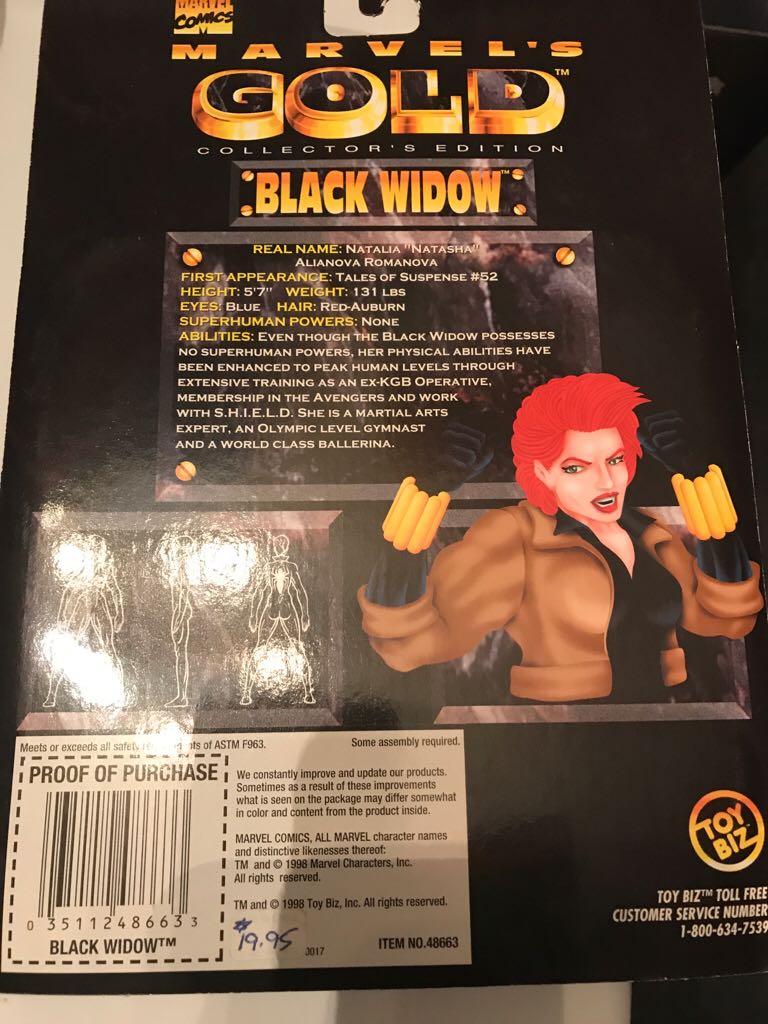 Marvel- Black Widow Gold ToyBiz - Toybiz (Marvel: Gold: 6”) action figure collectible [Barcode 035112486633] - Main Image 2