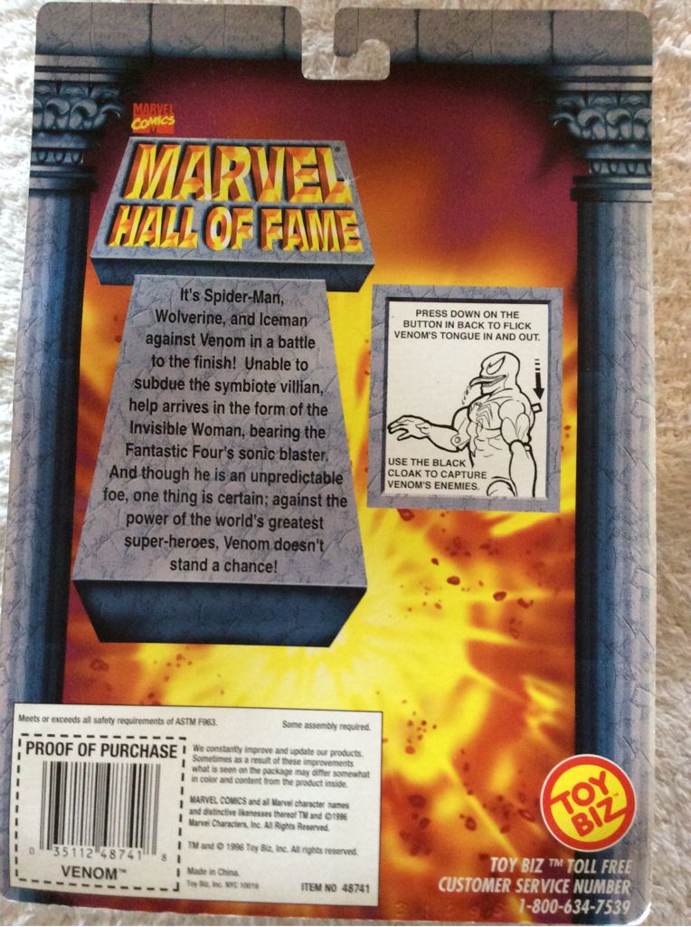 Marvel Hall Of Fame - Venom  action figure collectible [Barcode 035112487418] - Main Image 2