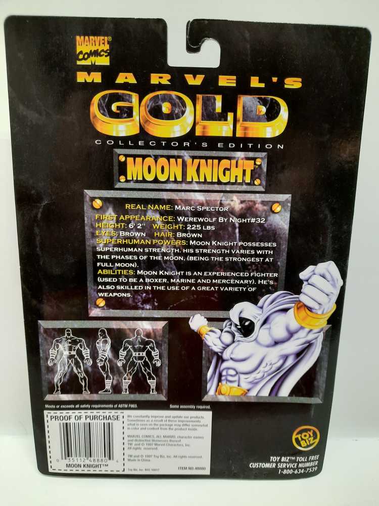 Toybiz Marvel’s Gold Moon Knight - Toy Biz (Marvel: Gold: 6”) action figure collectible [Barcode 035112488804] - Main Image 2