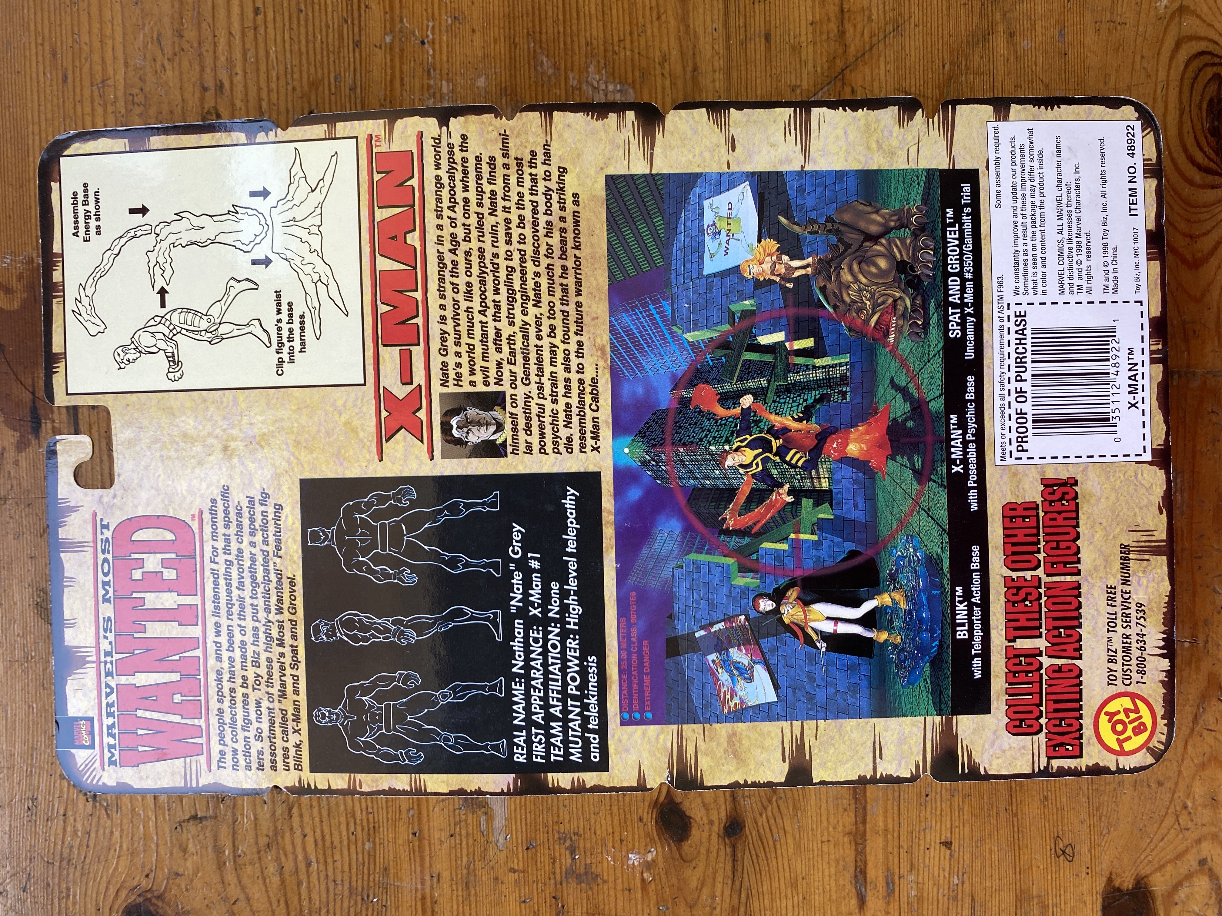 Marvel’s Most Wanted X-Man Action Figure With Posable Psychic Base Toybiz 1998 - Toybiz (X-Man) action figure collectible [Barcode 035112489221] - Main Image 2