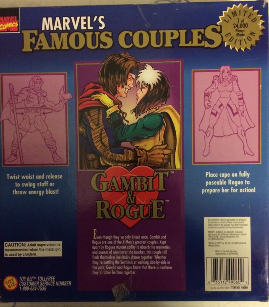 Toybiz: Famous Couples Gambit OOB - Toy Biz (Marvels Famous Couples) action figure collectible [Barcode 035112490609] - Main Image 2