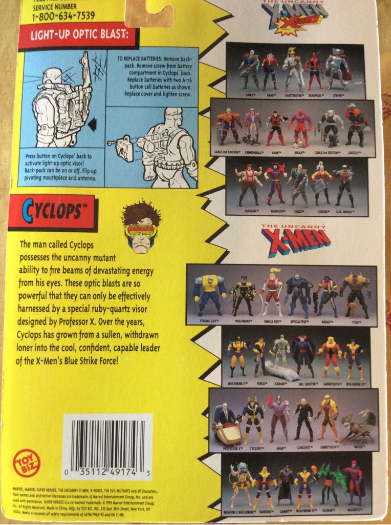 Cyclops - Toybiz (The Uncanny X-Men) action figure collectible [Barcode 035112491743] - Main Image 2