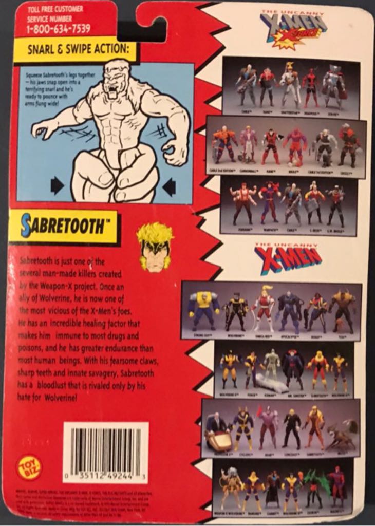 Toybiz The Uncanny X-Men Sabretooth - Toy Biz (The Uncanny X-Men) action figure collectible [Barcode 035112492443] - Main Image 2