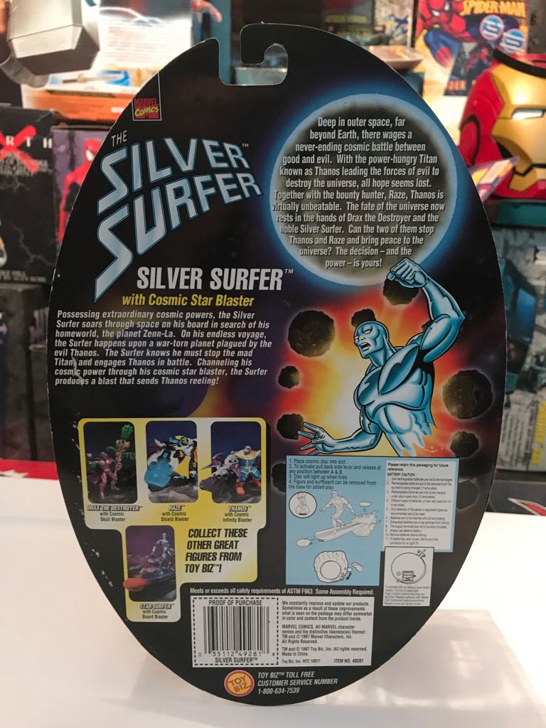 Silver Surfer The Animated Series - Cosmic Power Blasters Silver Surfer - Toy Biz (Silver Surfer) action figure collectible [Barcode 035112492818] - Main Image 2
