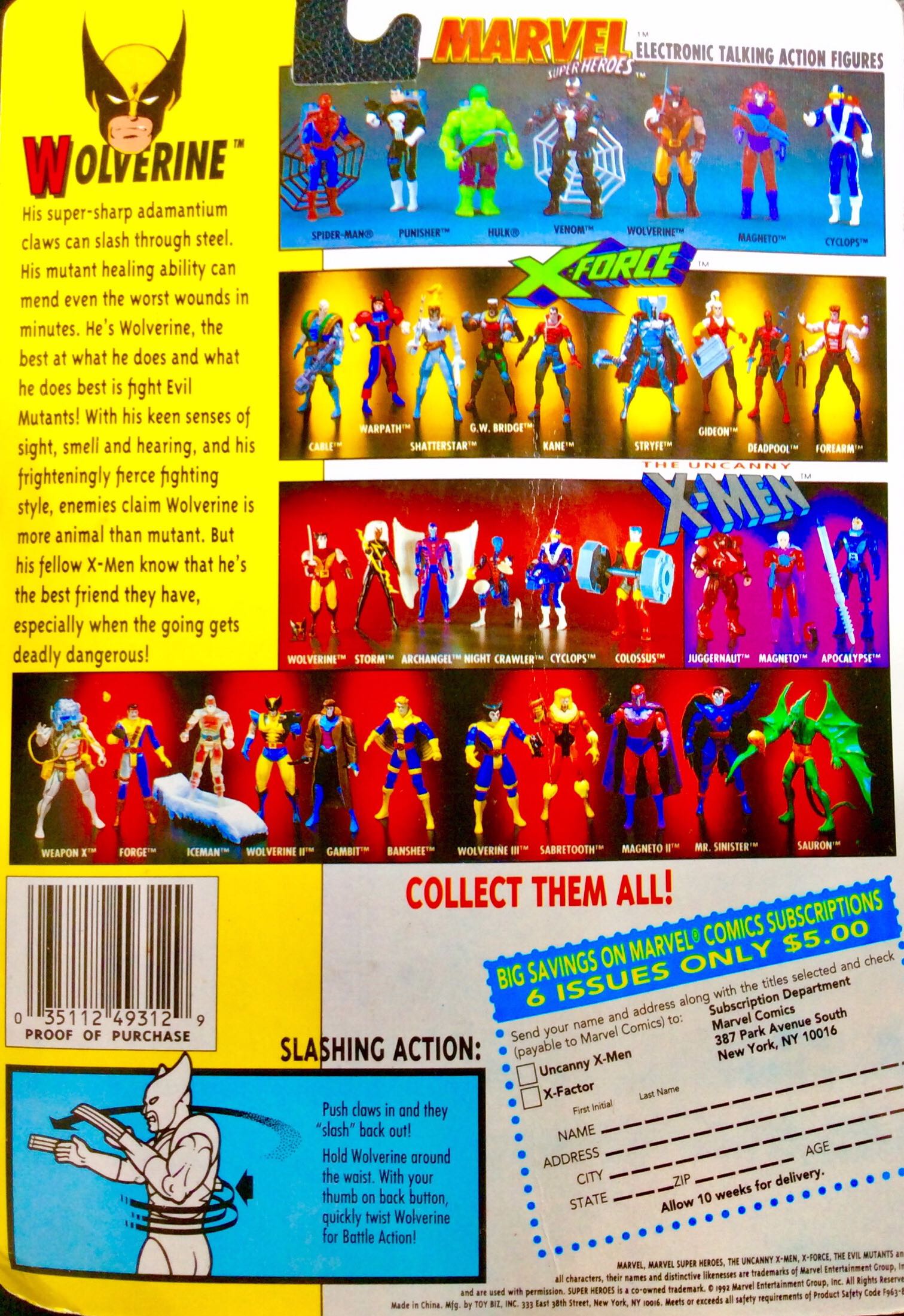 Wolverine 2nd edition - Toy Biz (The Uncanny X-Men Series 2) action figure collectible [Barcode 035112493129] - Main Image 3