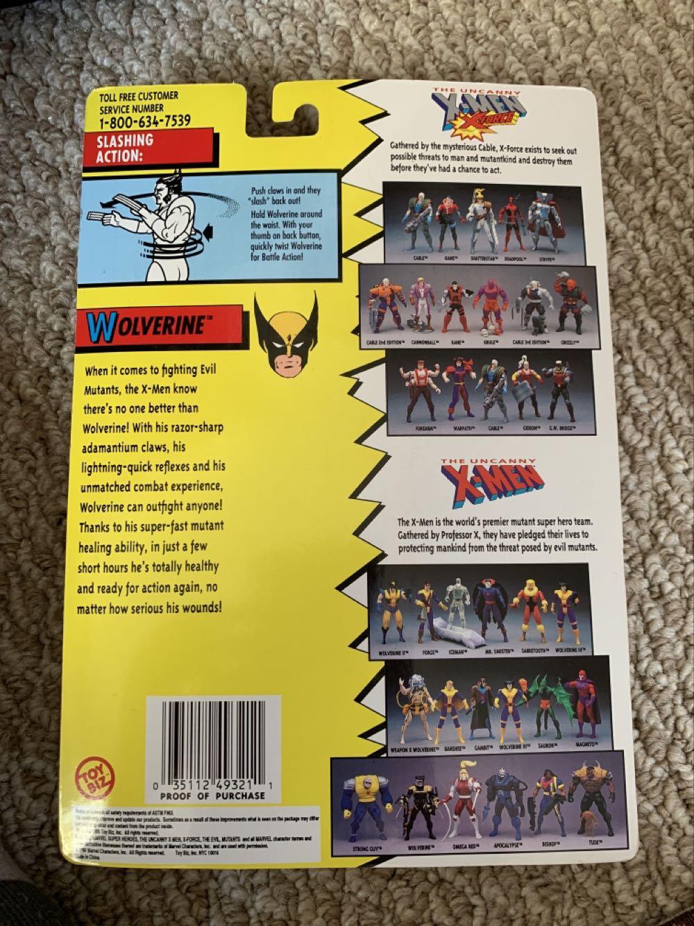 Wolverine (Toybiz Uncanny X-Men 3rd Edition) - Toy Biz (The Uncanny X-Men) action figure collectible [Barcode 035112493211] - Main Image 3