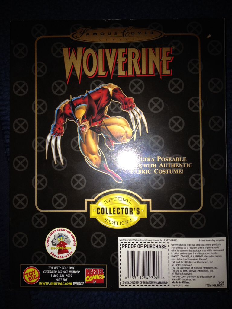 Famous Covers :Wolverine (brown) - Toy Biz (Marvel Universe) action figure collectible [Barcode 035112493266] - Main Image 2