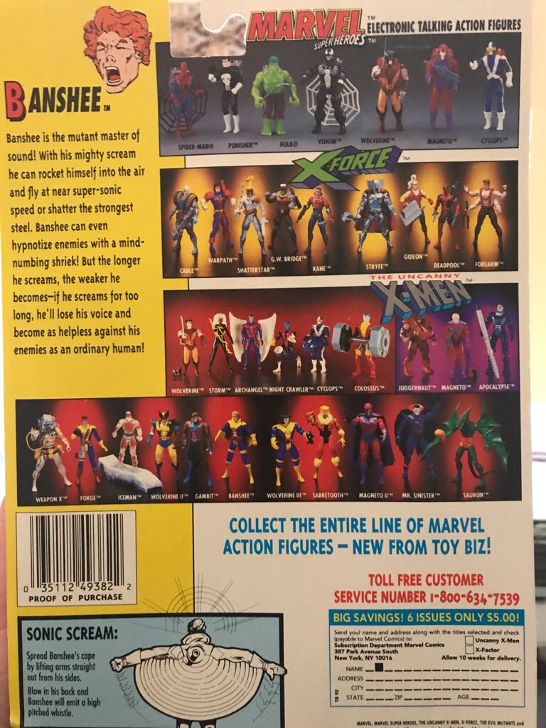X-Men - Banshee - Toy Biz (Series 2) action figure collectible [Barcode 035112493822] - Main Image 2