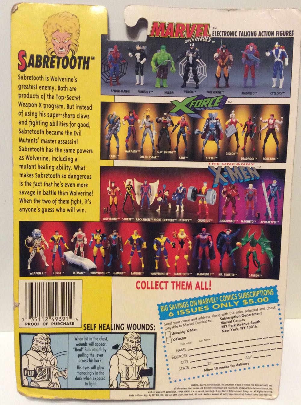 Sabertooth - Toy Biz (The Uncanny X-Men) action figure collectible [Barcode 035112493914] - Main Image 2
