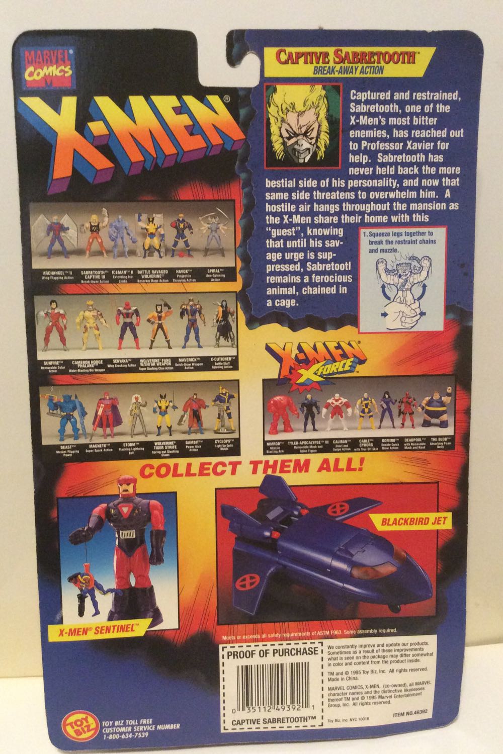 Sabertooth X-men (captive Sabertooth ) - Toybiz (X-Men) action figure collectible [Barcode 035112493921] - Main Image 3