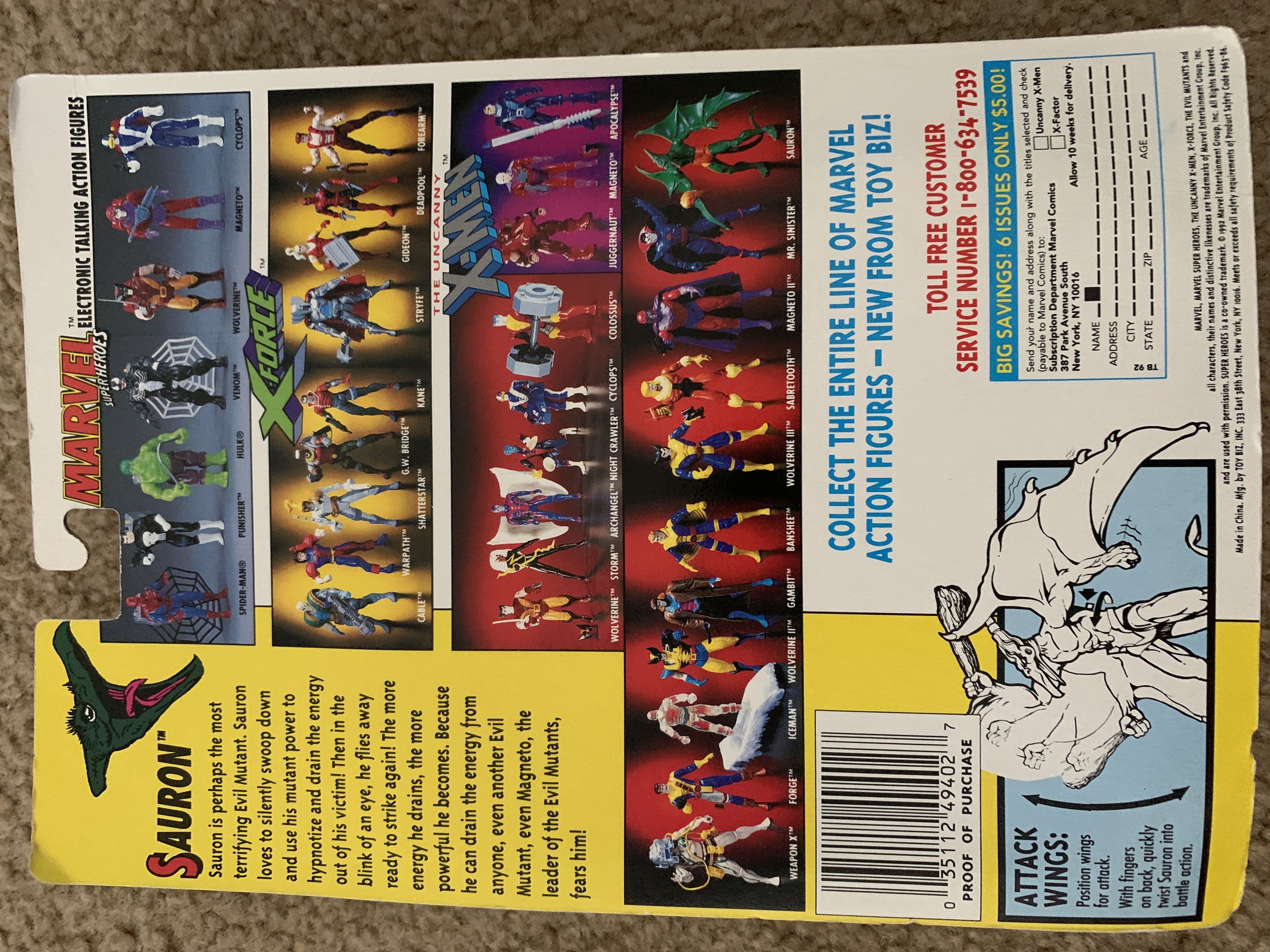 X-Men - Sauron - Toy Biz (The Uncanny X-Men) action figure collectible [Barcode 035112494027] - Main Image 3